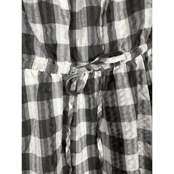 Torrid Peasant Midi Dress 1X Seersucker Black White Gingham Milkmaid Cottage - Picture 7 of 11